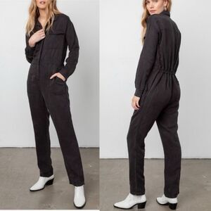 Rails Dixon Utility Jumpsuit Tencel/Linen Black Size XS